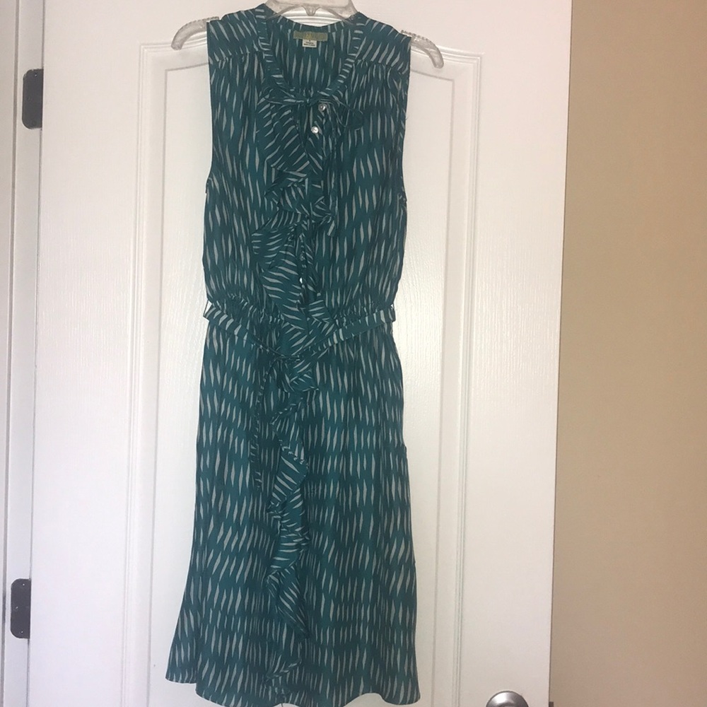 Anthropologie Lil emerald green Ruffle dress